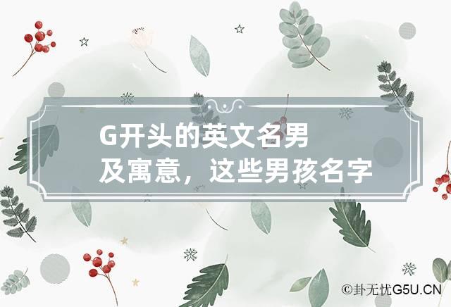 G开头的英文名男及寓意，这些男孩名字最好听