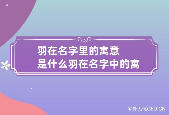 羽在名字里的寓意是什么 羽在名字中的寓意及解释